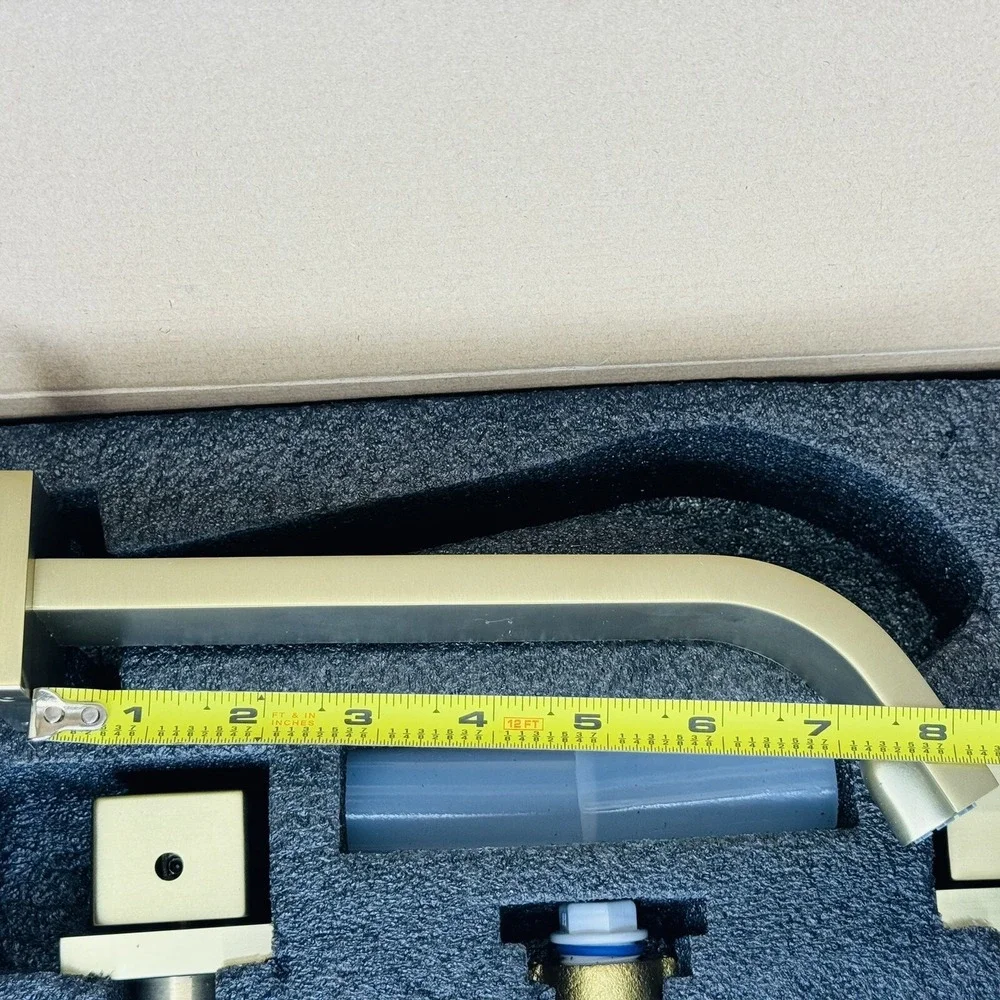 RBROHANT Brushed Gold Wall Mount Bathroom‎ Sink Faucet w/ Rough in Valve RB0996